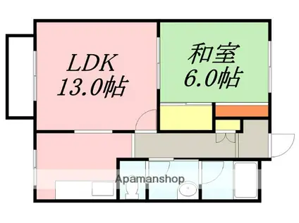 ヴィサージュ堀川(1DK/2階)の間取り写真