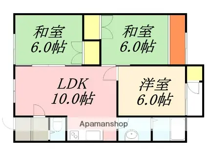 コーポ函館Ⅱ(3LDK/2階)の間取り写真