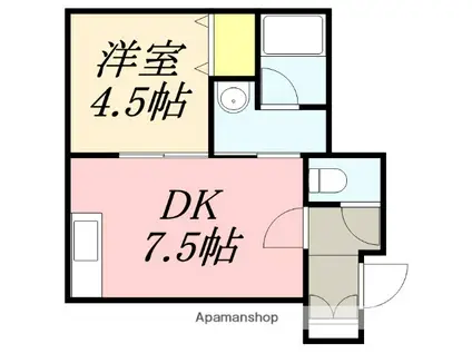 フラットK(1DK/2階)の間取り写真