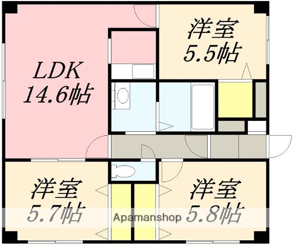 シティパレス的場(3LDK/2階)の間取り写真