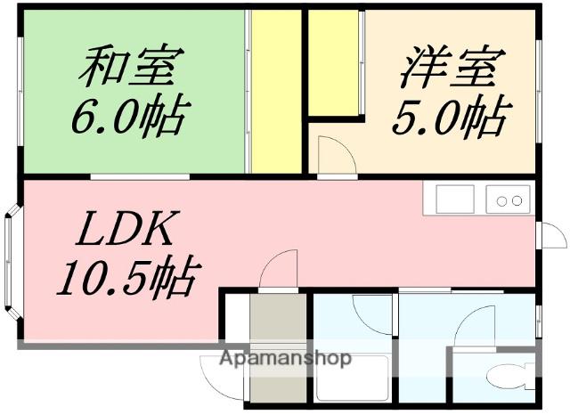 高丘第7桧荘(2LDK/1階)の間取り写真