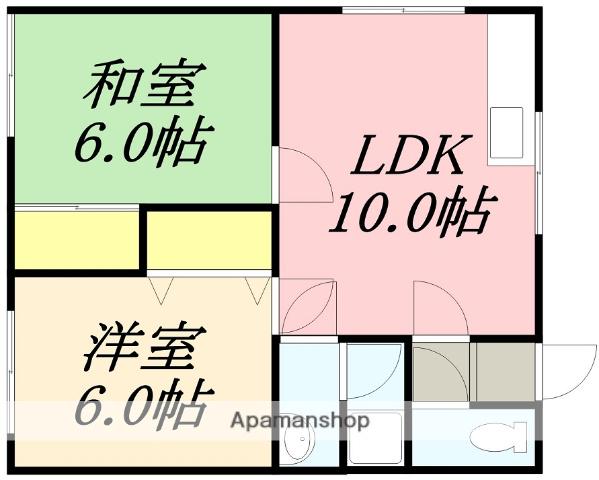 昭栄荘 NO6(2LDK/2階)の間取り写真