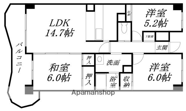 マンションRIVAGE(3LDK/2階)の間取り写真