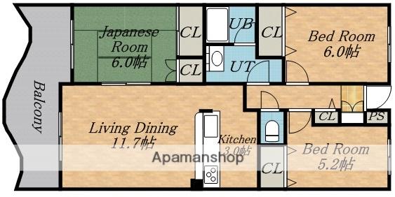 マンションRIVAGE(3LDK/3階)の間取り写真