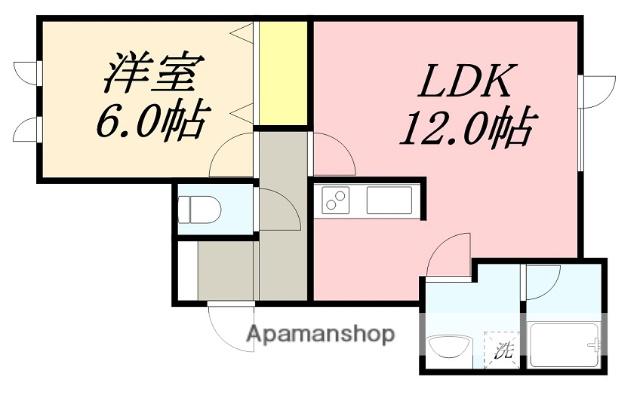 函館市電本線湯川線 堀川町駅 徒歩4分 2階建 築8年(1LDK/2階)の間取り写真