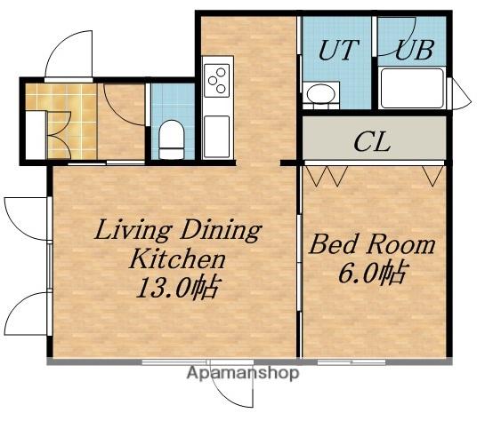 G.L.4時任(1LDK/1階)の間取り写真