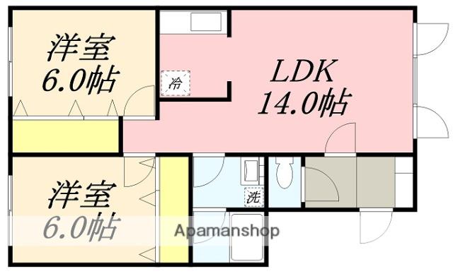 グランドハイムTOKITOU-B(2LDK/1階)の間取り写真