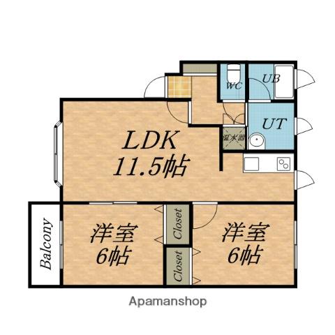 ヒルパイン湯川(2LDK/3階)の間取り写真