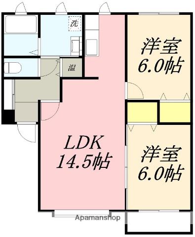 ヒルパイン湯川(2LDK/3階)の間取り写真