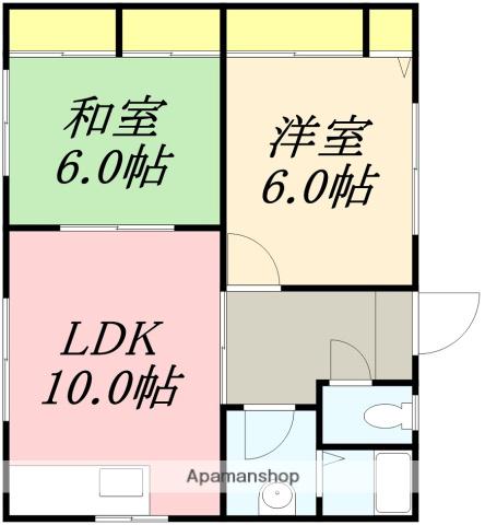 坂田アパートA(2LDK/2階)の間取り写真