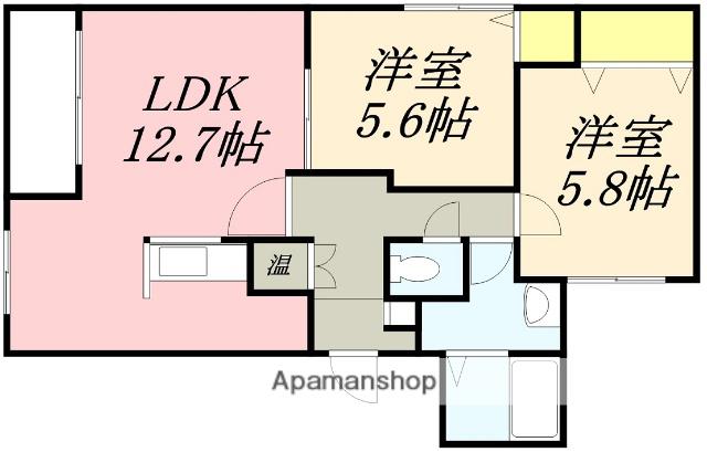 ETERNAL湯の川(2LDK/1階)の間取り写真