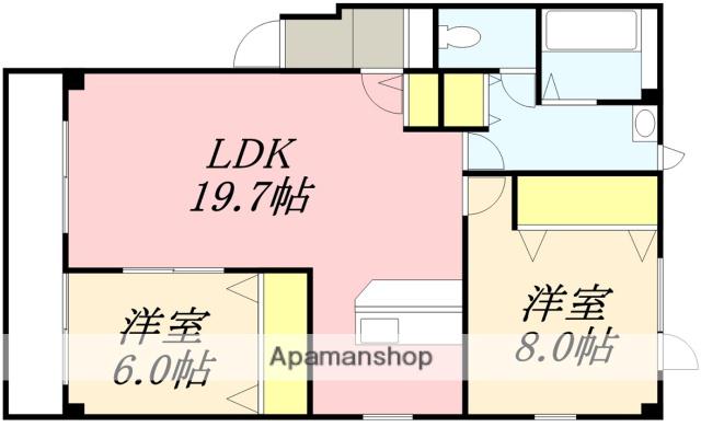 サンエスタシオン湯川(2LDK/2階)の間取り写真