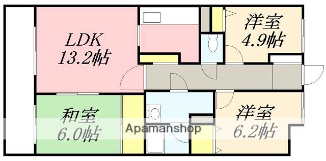 タオコート湯の川(3LDK/4階)の間取り写真