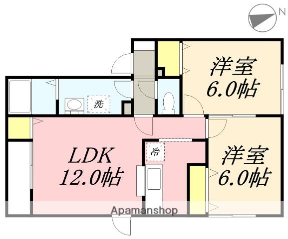メゾン・ド・ヴェール A(2LDK/2階)の間取り写真