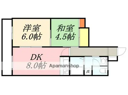 ライオンズマンション函館湯の川(2DK/4階)の間取り写真