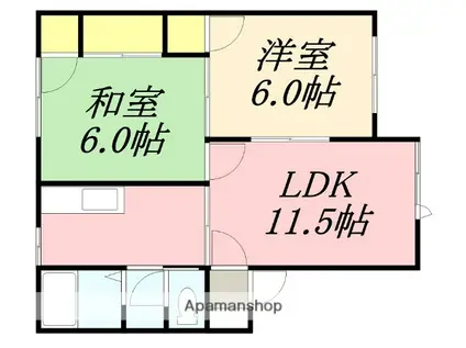 カーサ湯の浜Ⅰ(2LDK/1階)の間取り写真