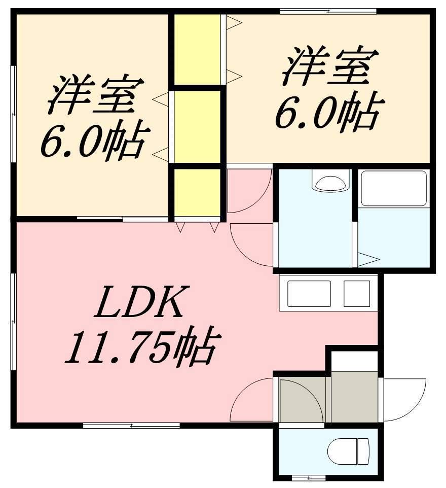 マ・メゾンYUNOHAMA(2LDK/2階)の間取り写真