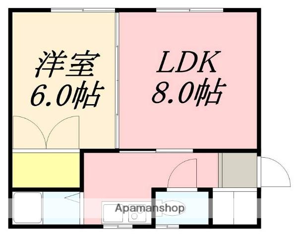 ハイツフェリカ(1LDK/2階)の間取り写真
