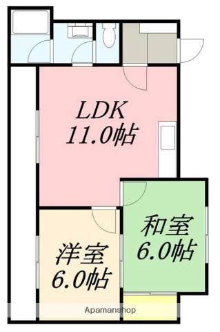 チェリーコートⅡ(2LDK/4階)の間取り写真