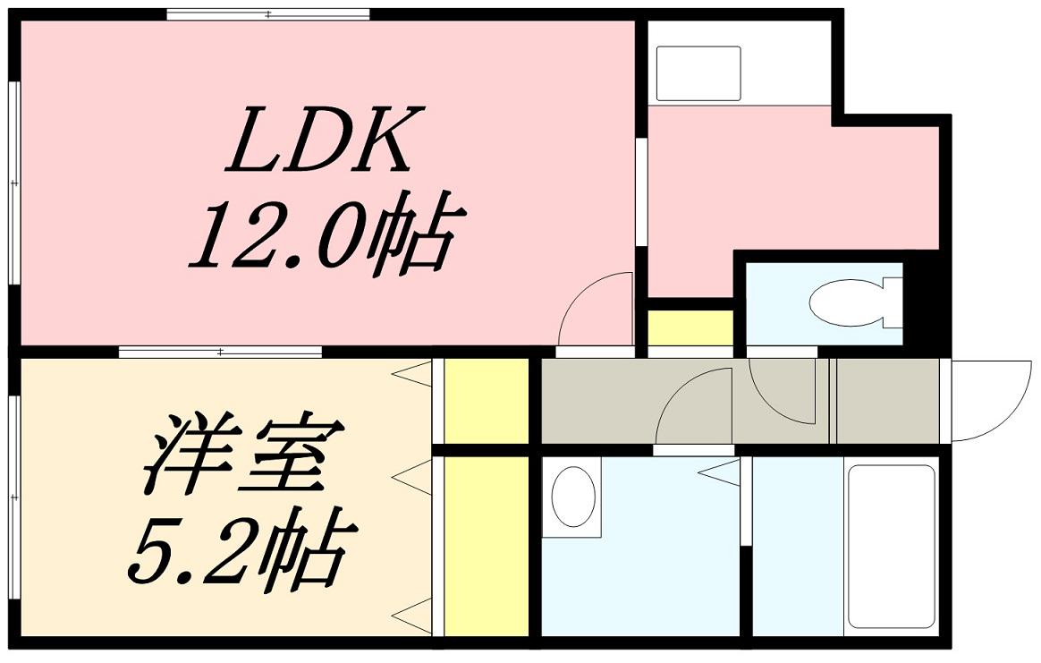 LIBERTY YUNOHAMA(1LDK/2階)の間取り写真