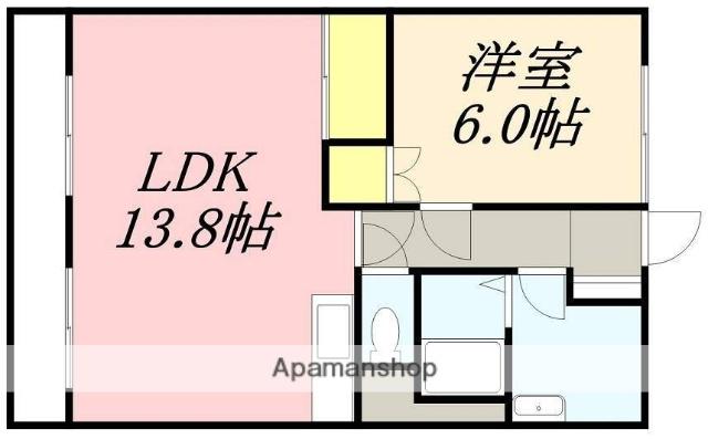 ロイヤルシティ参番館 若松町(1LDK/5階)の間取り写真