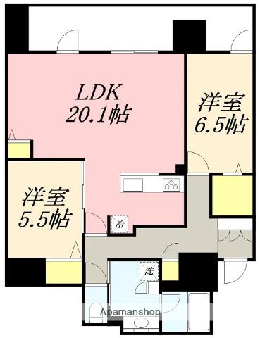 函館MARKS THE TOWER(2LDK/9階)の間取り写真