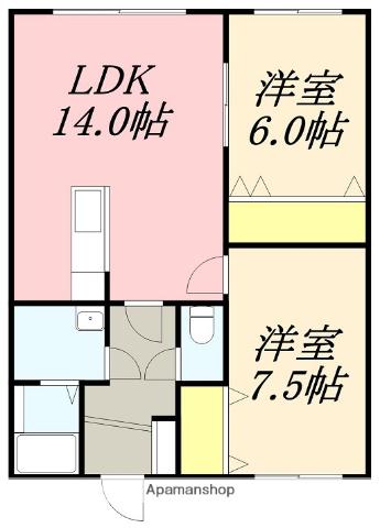 MS SQUARE(2LDK/1階)の間取り写真