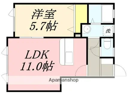 ハイツJ&T(1LDK/1階)の間取り写真