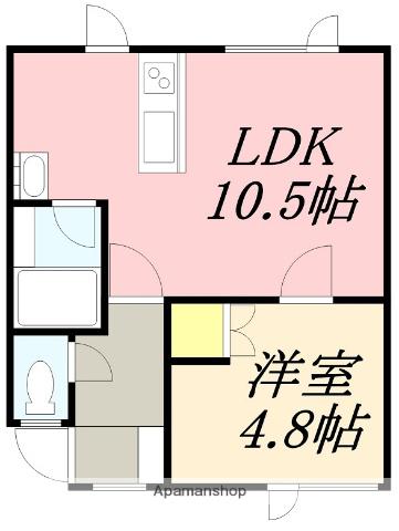 パークシティ本通(1LDK/2階)の間取り写真