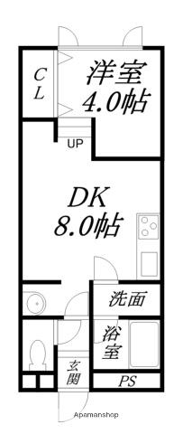 FLAT33(1DK/3階)の間取り写真