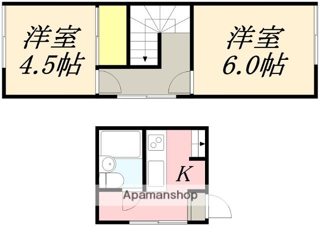 ハイツハマダ本通(2K/2階)の間取り写真