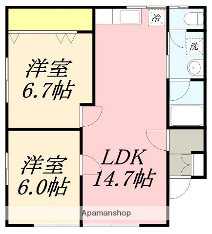 コーポすみれB棟(2LDK/1階)の間取り写真