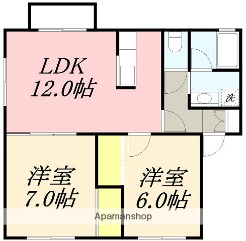 ハイツハーティリー(2LDK/2階)の間取り写真