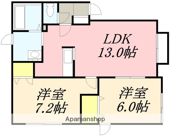 シャルム北美原Ⅱ(2LDK/2階)の間取り写真