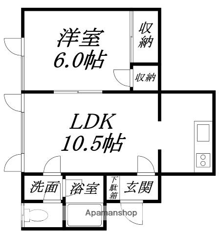 サンロード桔梗(1LDK/1階)の間取り写真