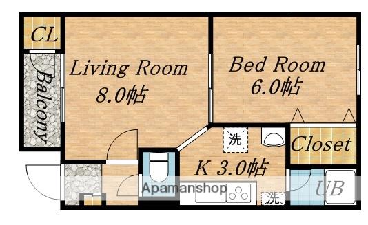 ピアース桔梗(1LDK/1階)の間取り写真