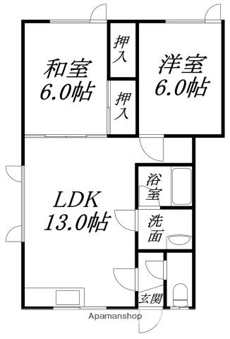 ダイヤフローラル桔梗(1LDK/1階)の間取り写真