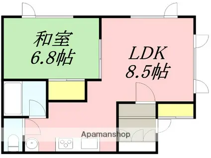 コミュニティ桔梗(1LDK/2階)の間取り写真