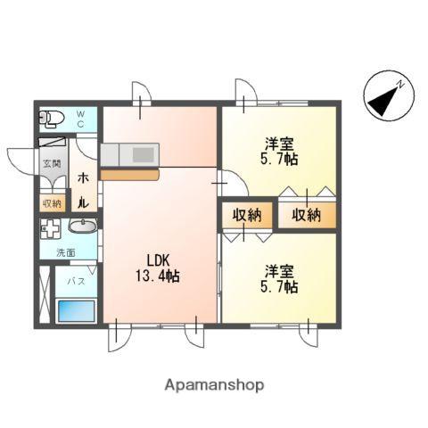 ピーノシラユリ(2LDK/1階)の間取り写真