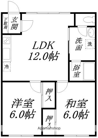 コーポコレ(2LDK/1階)の間取り写真
