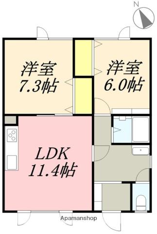 メゾン洋(2LDK/2階)の間取り写真