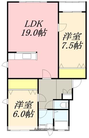 レジデンス・シーコーストⅠ(2LDK/2階)の間取り写真