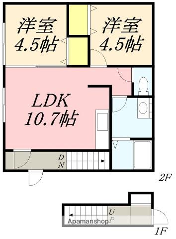 アスティ久根別(2LDK/2階)の間取り写真