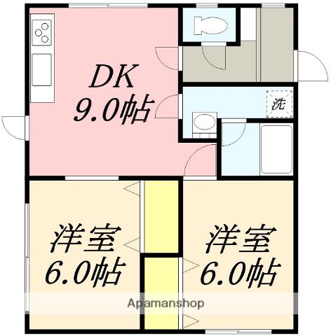 パオス久根別(2DK/2階)の間取り写真