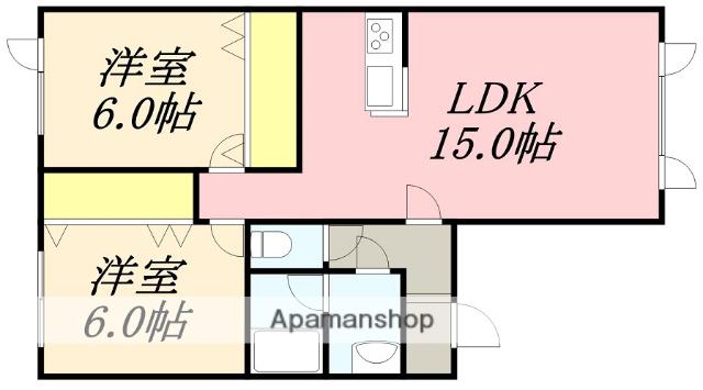 パステルKⅡ(2LDK/1階)の間取り写真