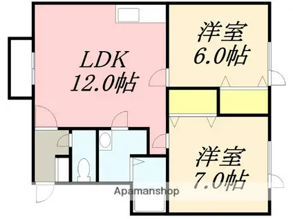 コーポVⅢ(2LDK/1階)の間取り写真