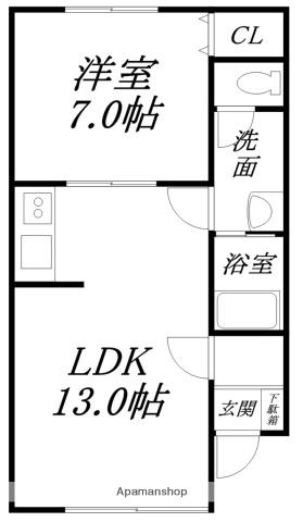 エクセレントHK(1LDK/1階)の間取り写真