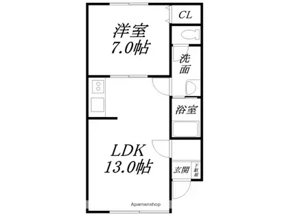 エクセレントHK(1LDK/1階)の間取り写真