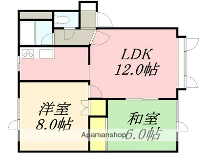 アルンデル・アームスⅡ(2LDK/2階)の間取り写真
