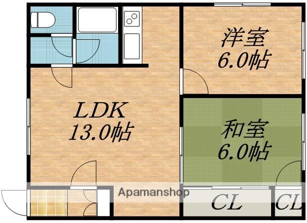 今アパート(2LDK/1階)の間取り写真